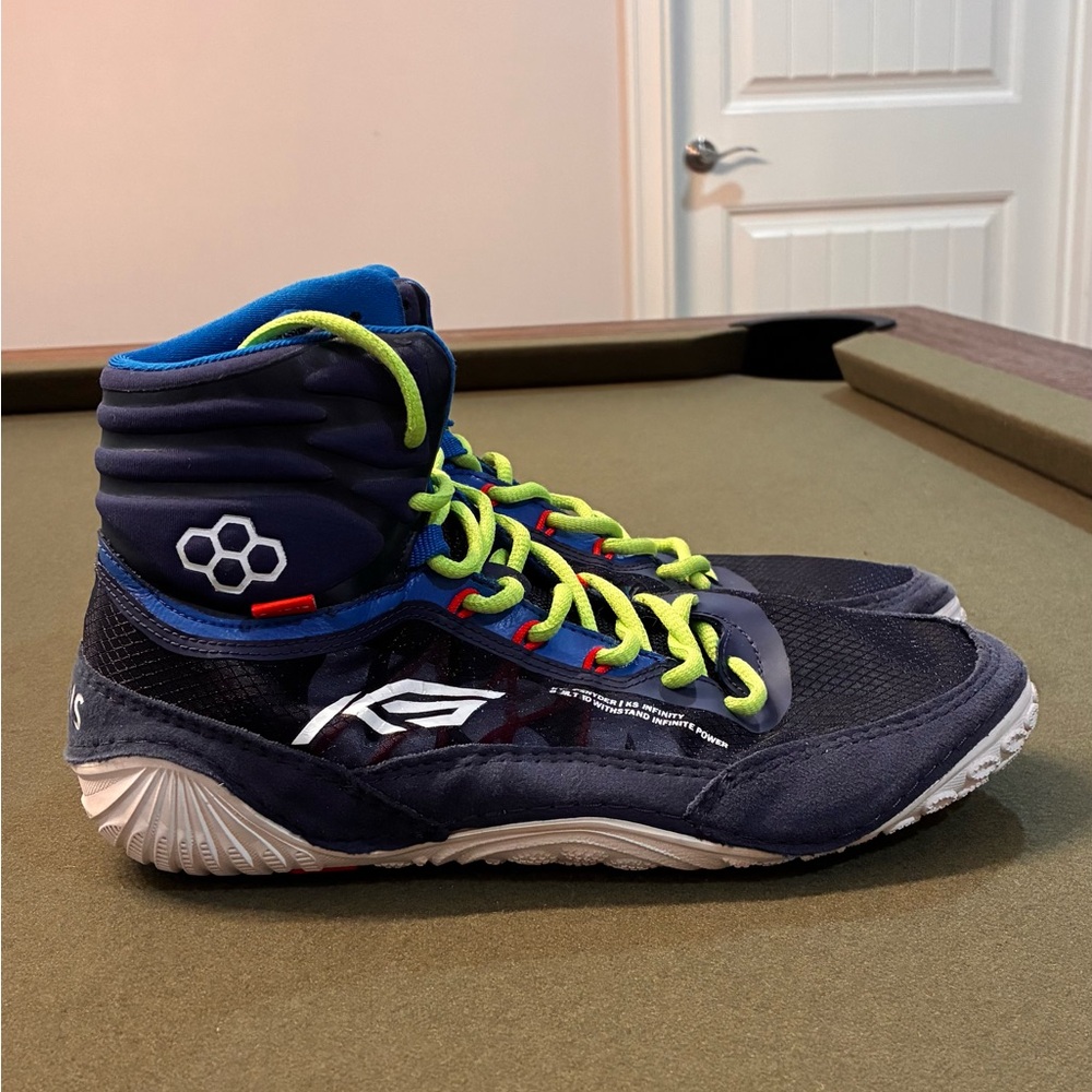 RUDIS wrestling Shoes with Blue and Green Accents